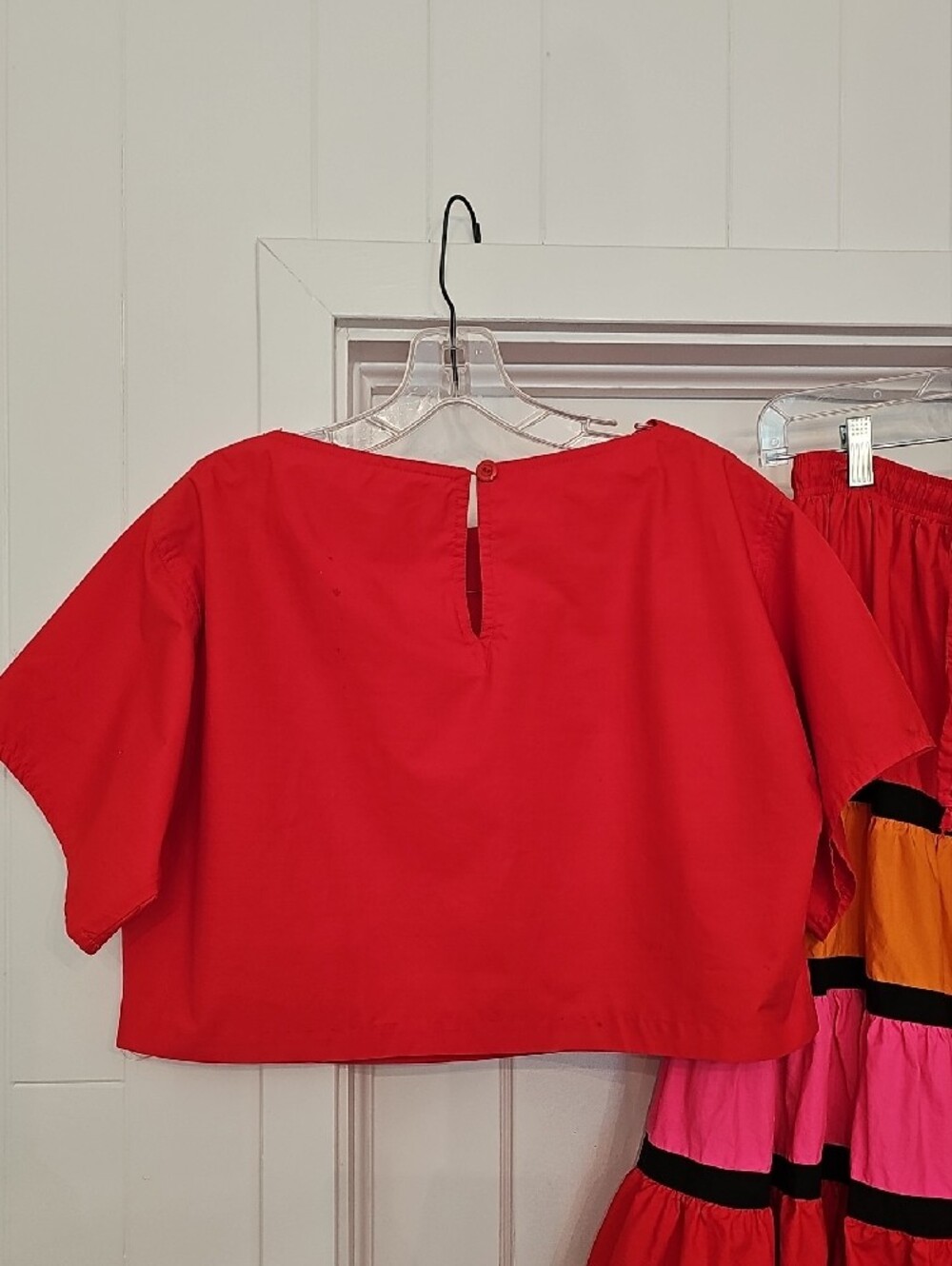 Albert Nipon Multicolor Tiered Maxi Skirt SET Red,& Orange & Pink, Vintage Set - Picture 6 of 16
